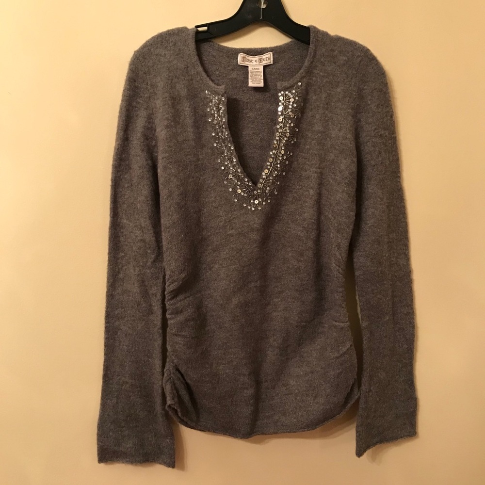 Twist of Faith Gray Embellished Sweater